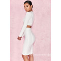 Women′s Long-Sleeve Sexy White Fashionable Round Collar Skirt
